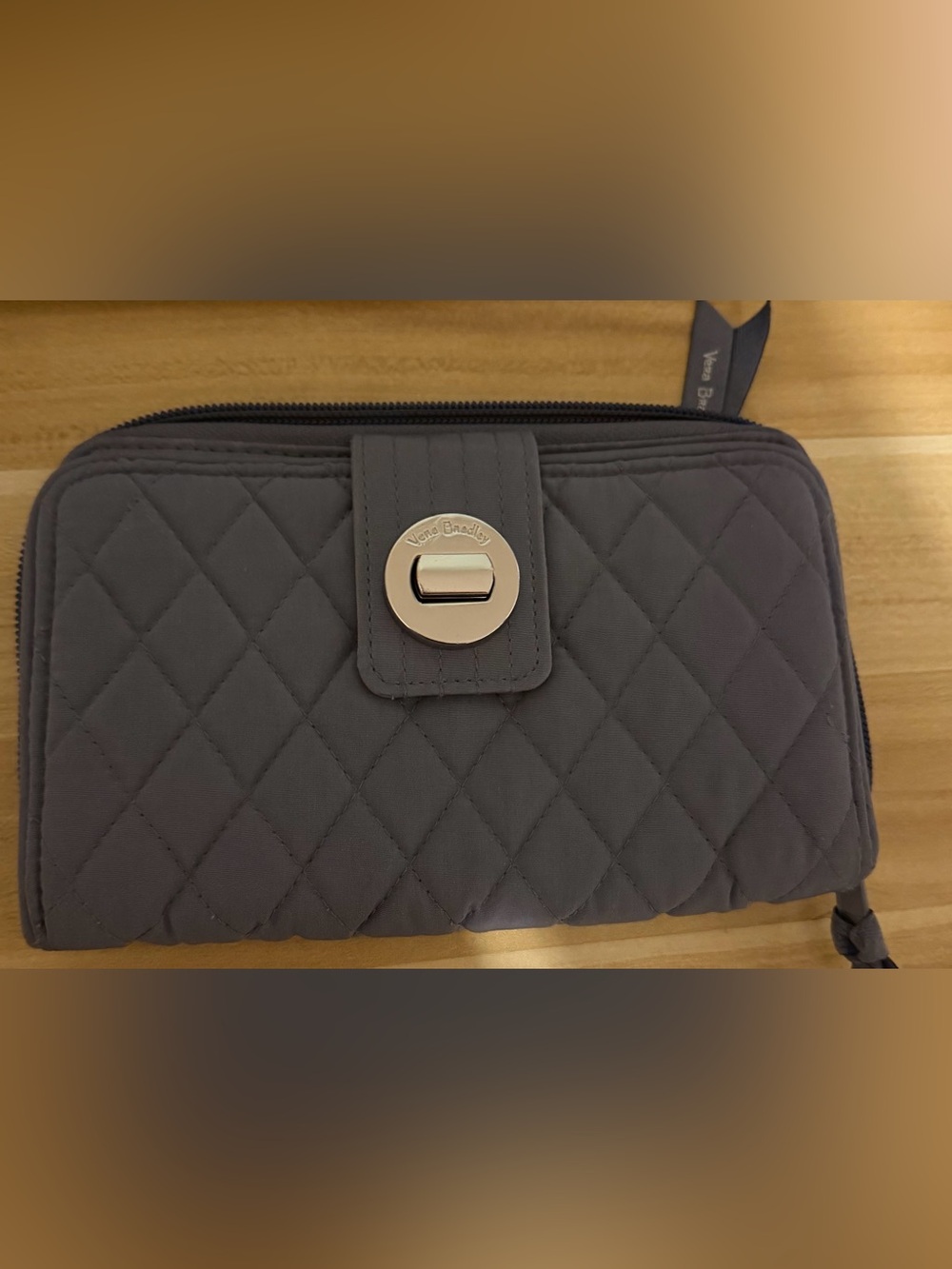 Vera Bradley Quilted Slate Gray Turn-Lock Wallet